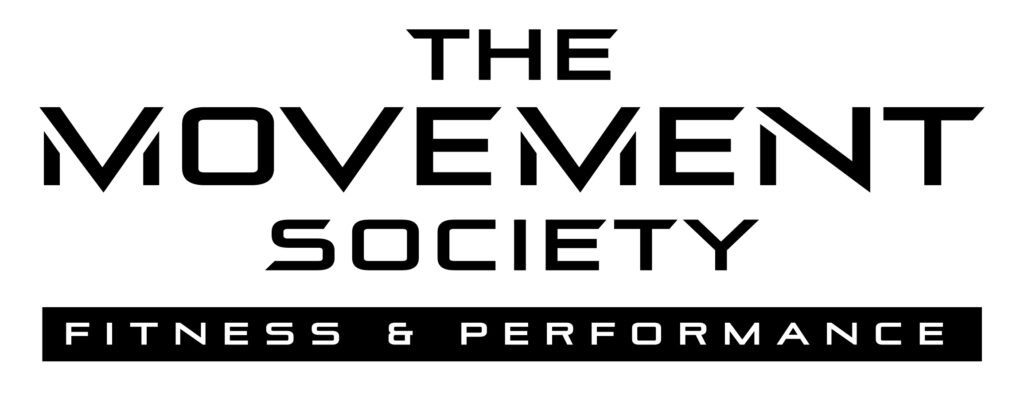 Logo for The Movement Society: Fitness & Performance brand name on a white background with a black bar containing 'FITNESS & PERFORMANCE'