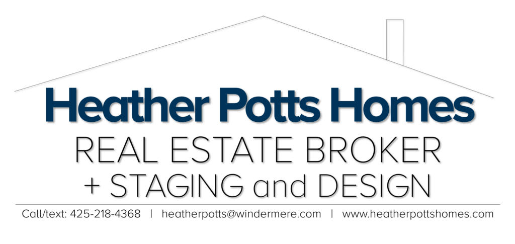 Heather Potts Homes logo: real estate broker branding with contact info in the footer line (phone, email, website).